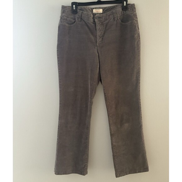 St. Johns Bay Corduroy Pants Women Size 12 Gray Straight Leg Boot Cut Slender * - Picture 1 of 15